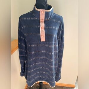 Women’s Liv Outdoor blue taupe pull over mock funnel neck light fleece. Size XL